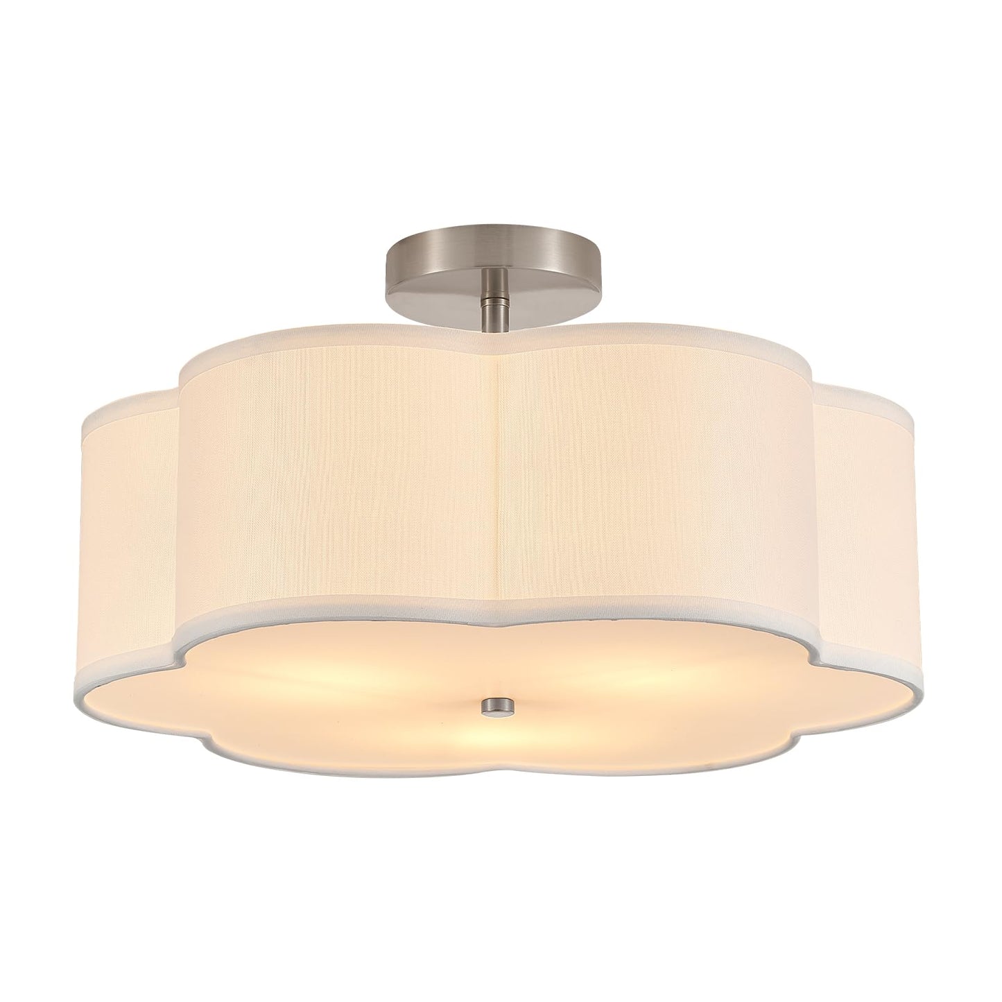 Widluth 18 Modern Semi Flush Mount Ceiling Light Modern 3-Lights Linen Drum Ceiling Lighting With Chrome Finish Vintage Ceiling Light For Living Room Kitchen Basement Laundry Room Bedroom