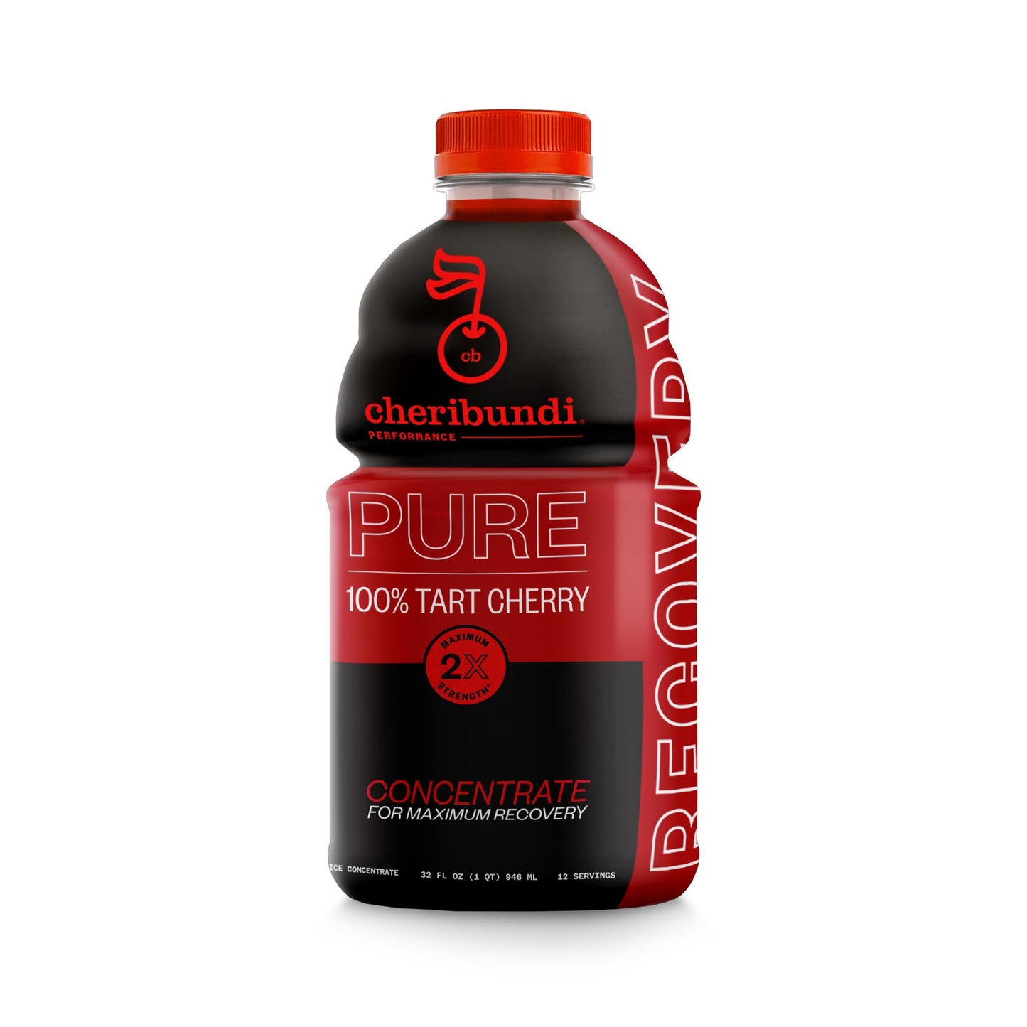 Cheribundi | 100% Tart Cherry Juice Pure Concentrate Multiserve | 32 Fluid Ounce Bottle for Maximum Recovery with 480 Tart Cherries | 100 Calories 0 Preservatives Non-GMO | 32 fl oz