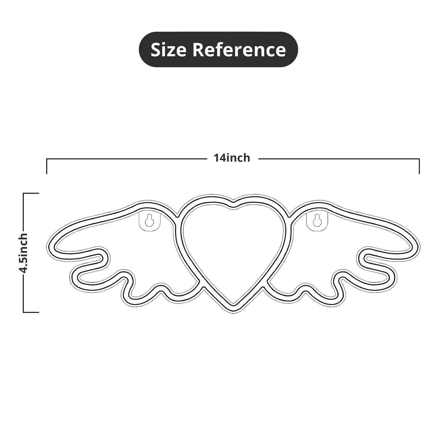 Lumoonosity Neon Heart & Angel Wings Sign - USB Powered LED Light, 14 x 4.5 inches, Angel Heart Red/White, Model NS-Angel Heart