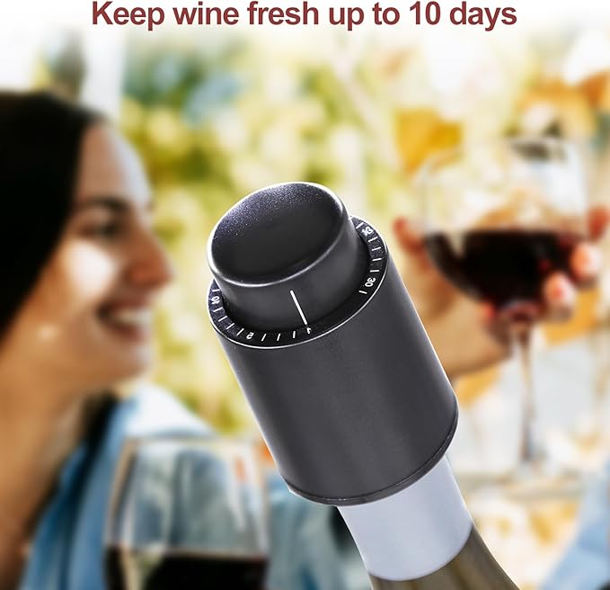 Vacuum Wine Stopper W/Pump, 2-Pack Wine Preservers Savers, Wine Bottle Sealer Blocker, Gifts for Wine Lovers | Reusable Wine Accessories, No Worry Waste Wine