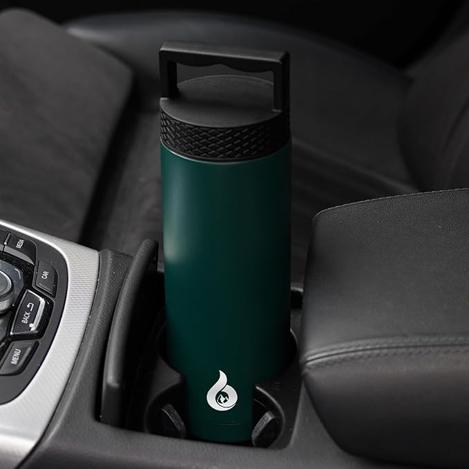 BJPKPK Insulated Water Bottles, Dishwasher Safe 18 oz Water Bottle with Handle, Leakproof BPA Free Thermal Flasks, Stainless Steel Jug for Sports, Army Green