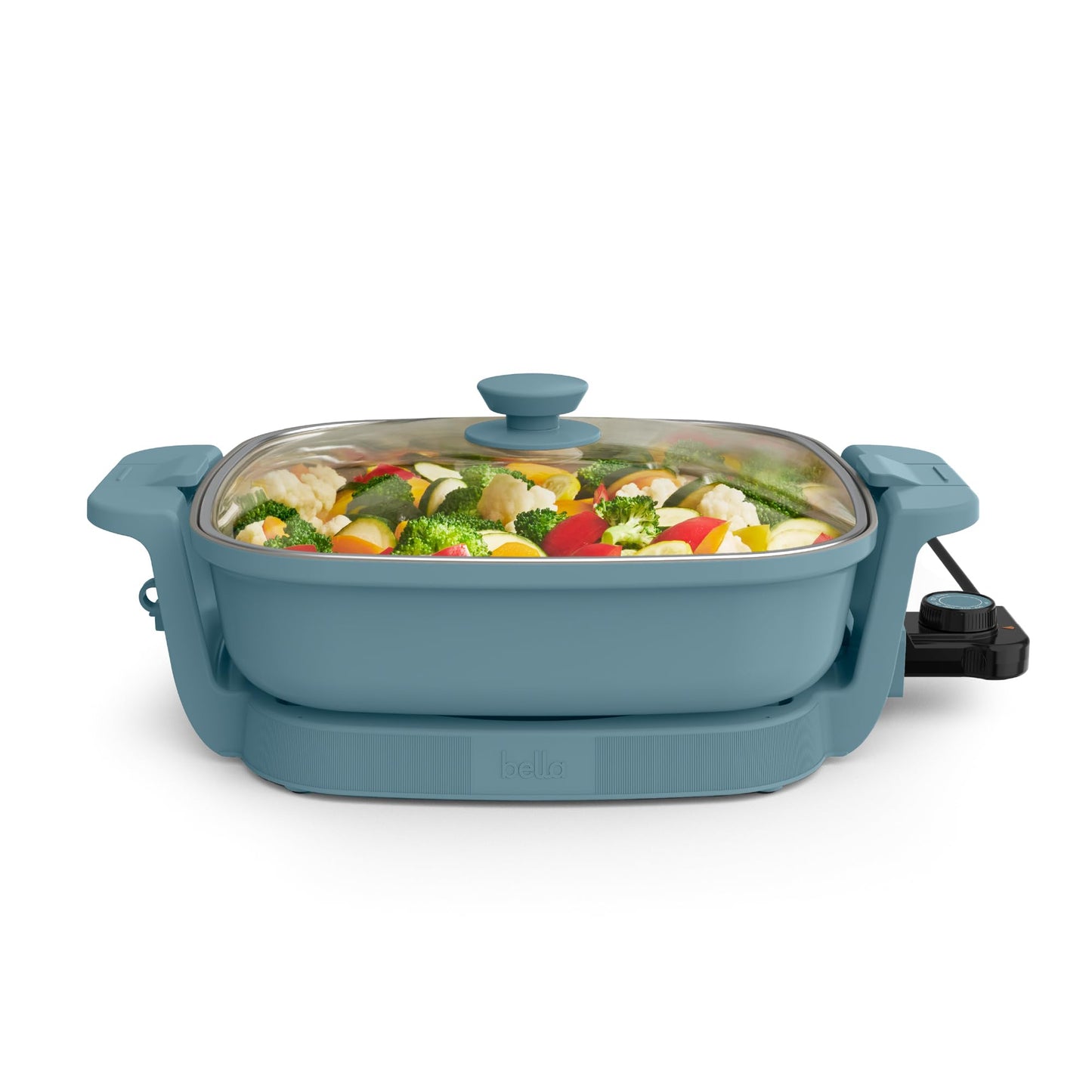 bella Make & Take Electric Skillet, Fits-anywhere kitchenware, EverGood Ceramic Coating, Adjustable Temperature & Dishwasher-Saf