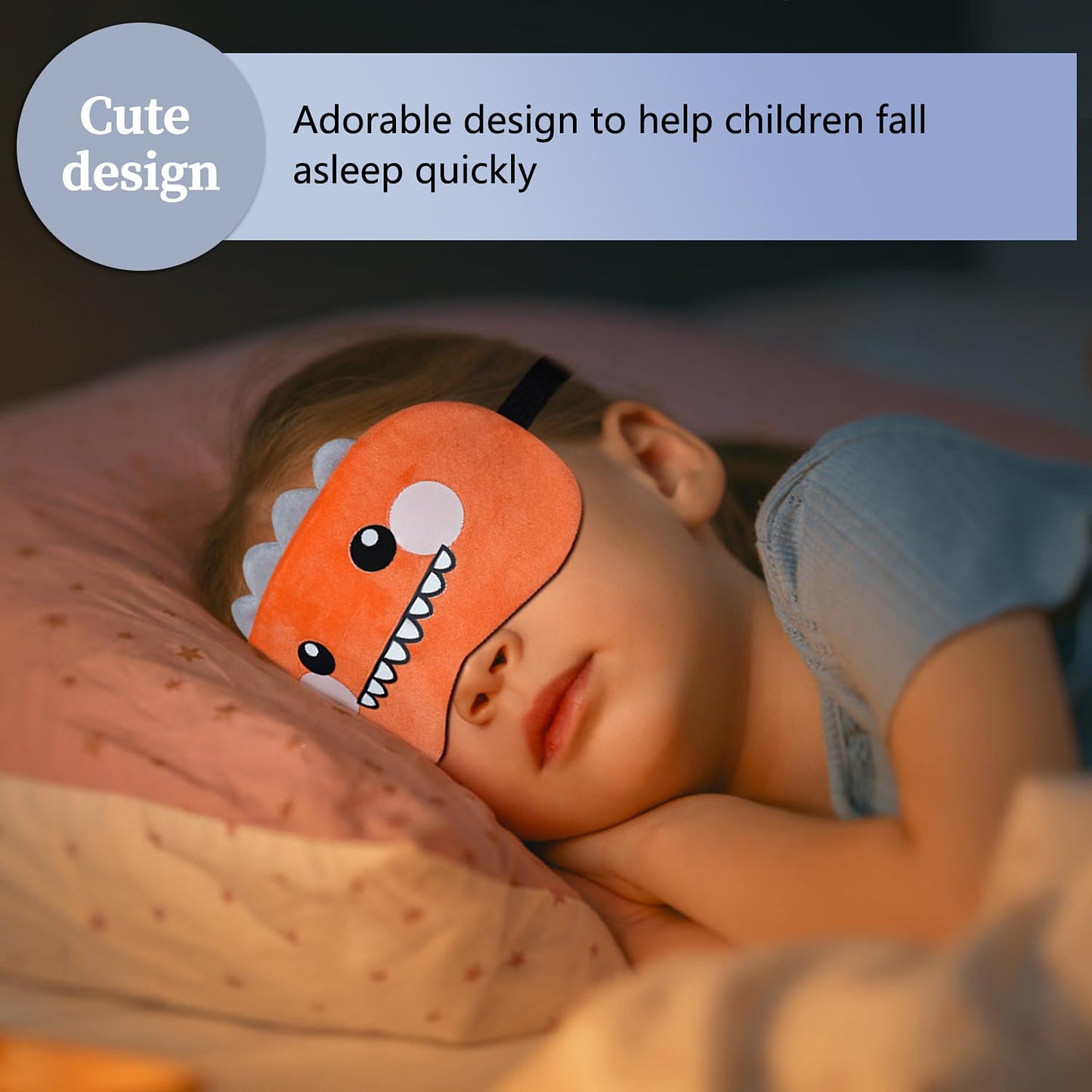 Mezeic Cute Sleep Masks Cartoon Dinosaur Eye Mask Plush Sleeping Mask & Travel Blindfold - Funny Novelty Eye Shade for Women Men (Orange Dinosaur)