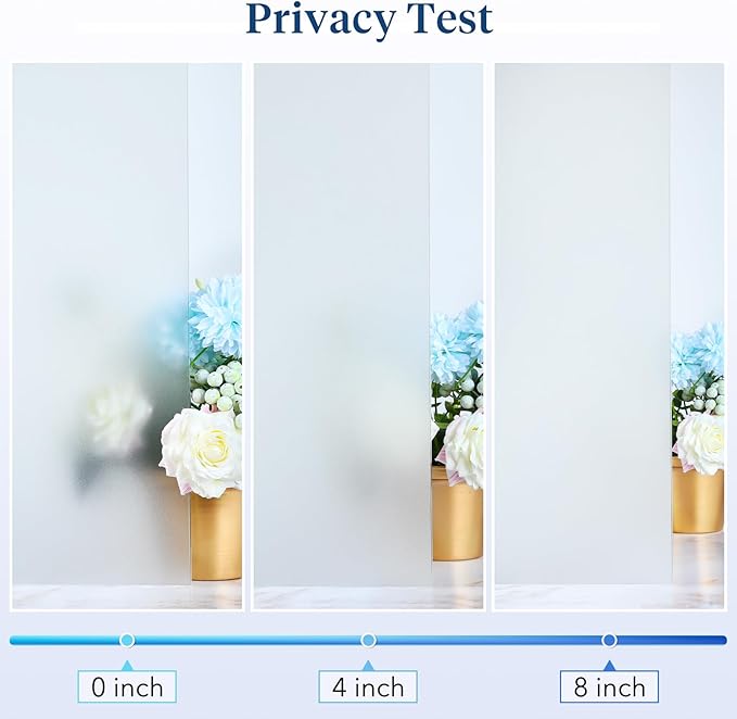 Haton Window Privacy Film Frosted Glass for Bathroom, Static Cling UV Sun Blocking Window Clings, Opaque Decorative Coverings Removable Sticker Heat Control Tint for Home Door, Pure 17.5" x 118.1"