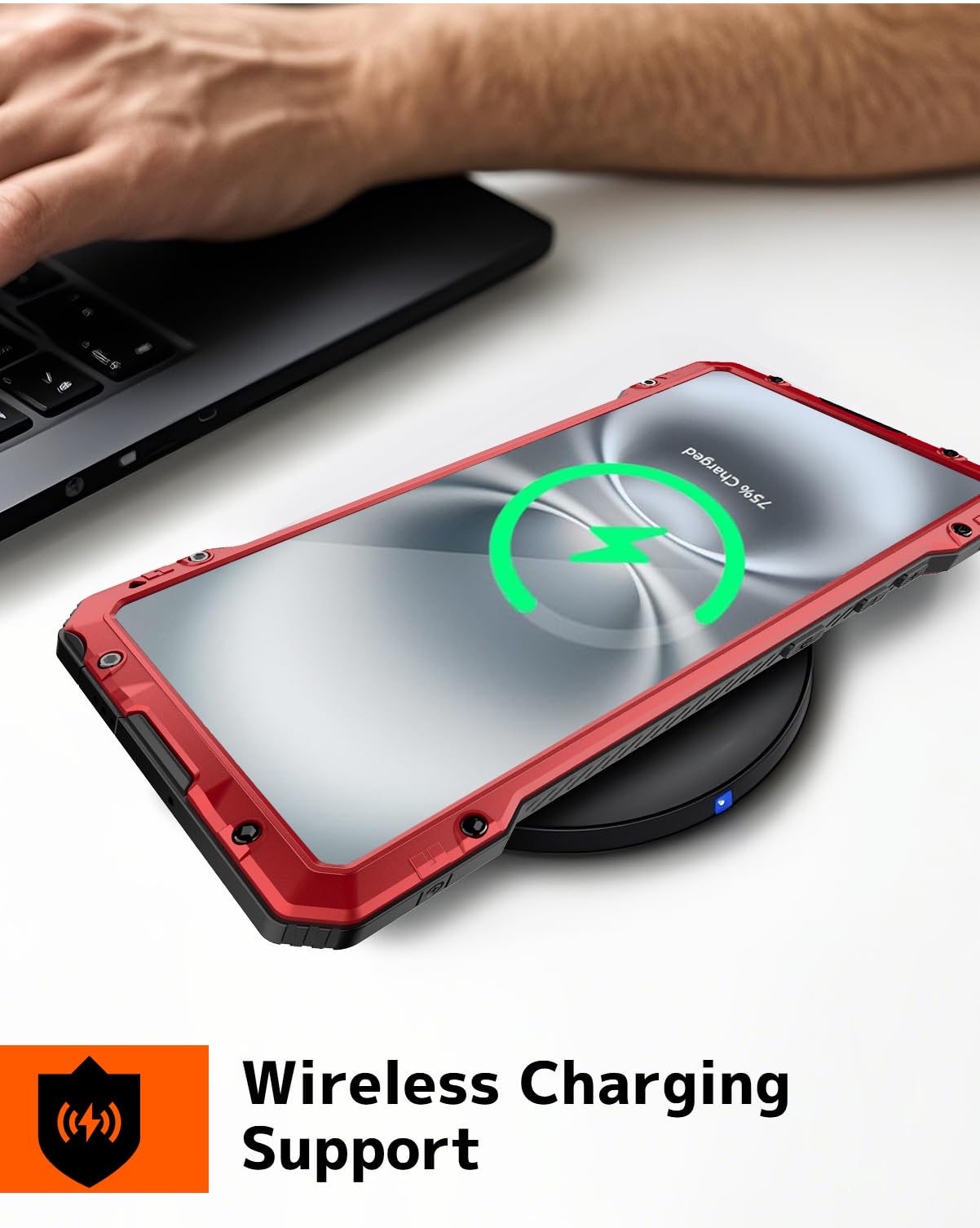 Ninki For Samsung Galaxy S25 Ultra Case Metal Silicone With Kickstand Built-In Screen Protector,Heavy Duty 360Military Shockproo