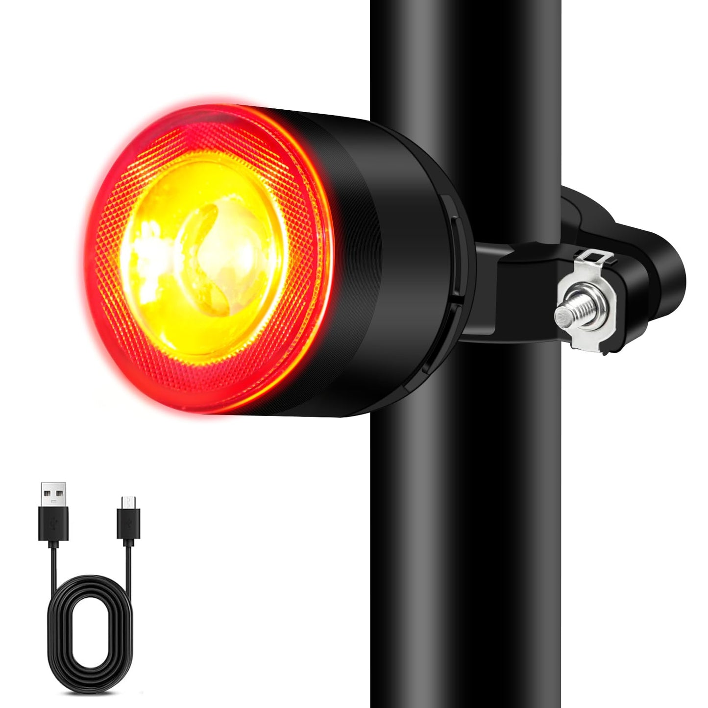 Cruxer Ultra Bright Bike Tail Light 200 Lumen Compact Bicycle Rear Light, USB-C Rechargeable, Smart Brake Sensing up to 300 Lume