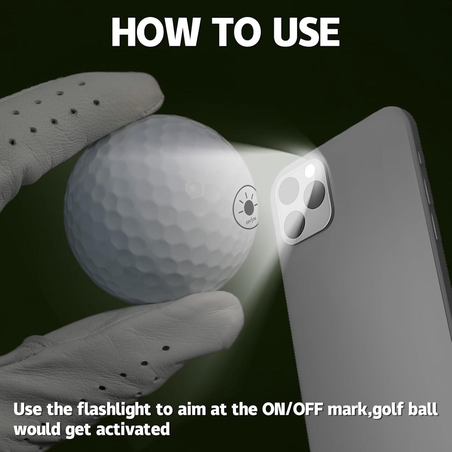 THIODOON Glow in The Dark Golf Balls - 7 Color LED, No Timer, Easy On/Off, 6 Pack