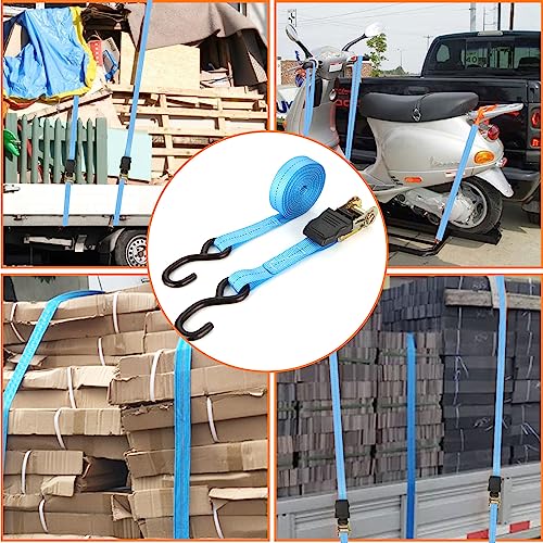 LISHINE 6 Pcs 1 Inch Heavy Duty 20ft Tie Down Straps with Hooks, 2200 LBS Break Strength, Cargo Ratchet Straps for Motorcy...