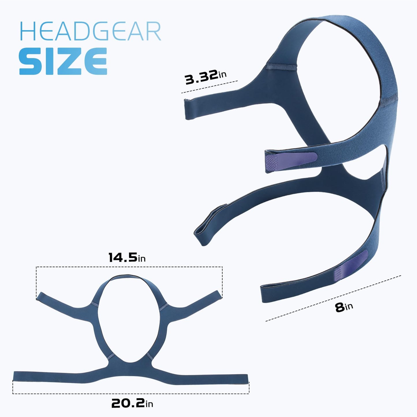 Replacement Headgear for ResMed Quattro FX Full Face CPAP Mask, Velcro Adjustments Headgear Strap Breathable Replace CPAP Headband - Medium/Standard