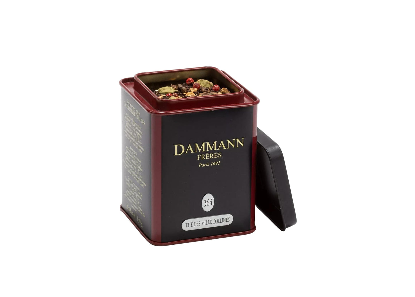 Dammann Freres Loose Leaf Th? des Mille Collines (Cha) enhanced Gourmet French Black Tea Blend Ginger Cinnamon Cardamom Flavors 5.3 Ounce Tin