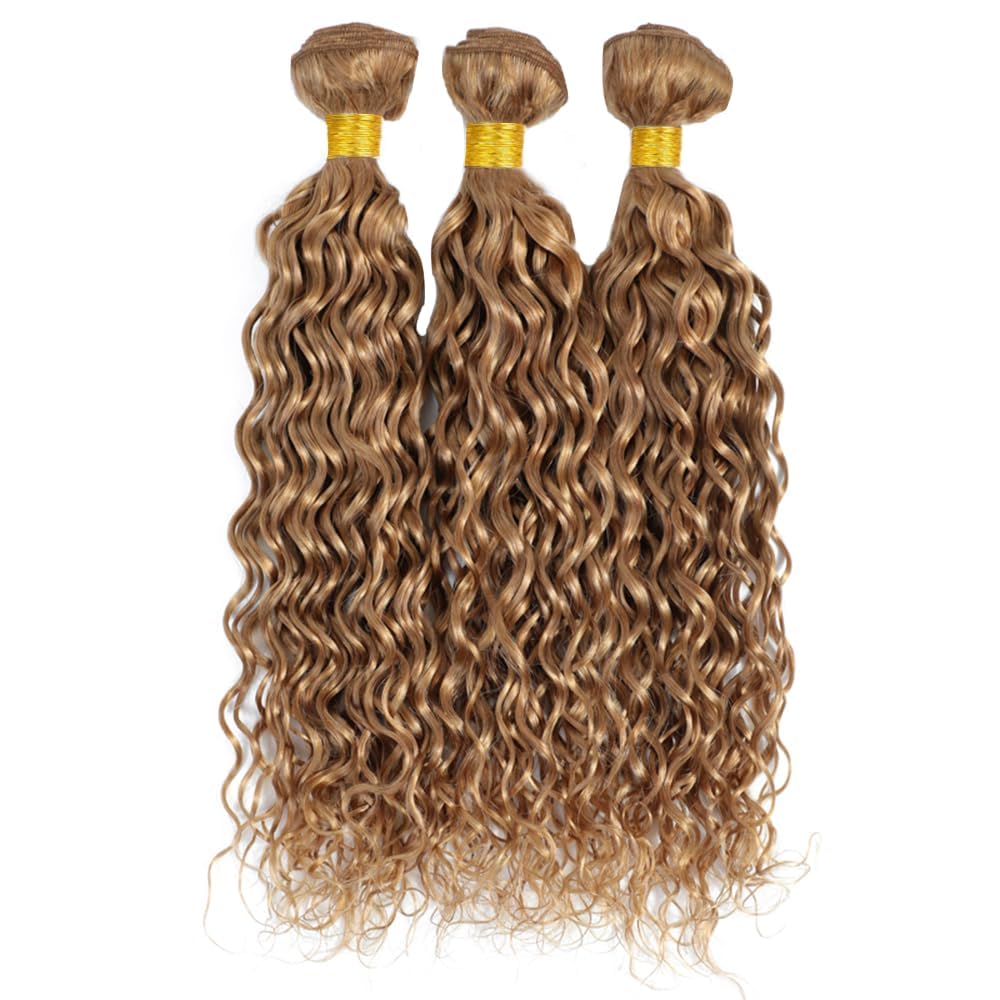 Lagalaga Bundles Human Hair 18 20 22 Inch Water Wave Brown 27 Color Human Hair Bundles Unprocessed Brazilian Virgin Hair Quick W