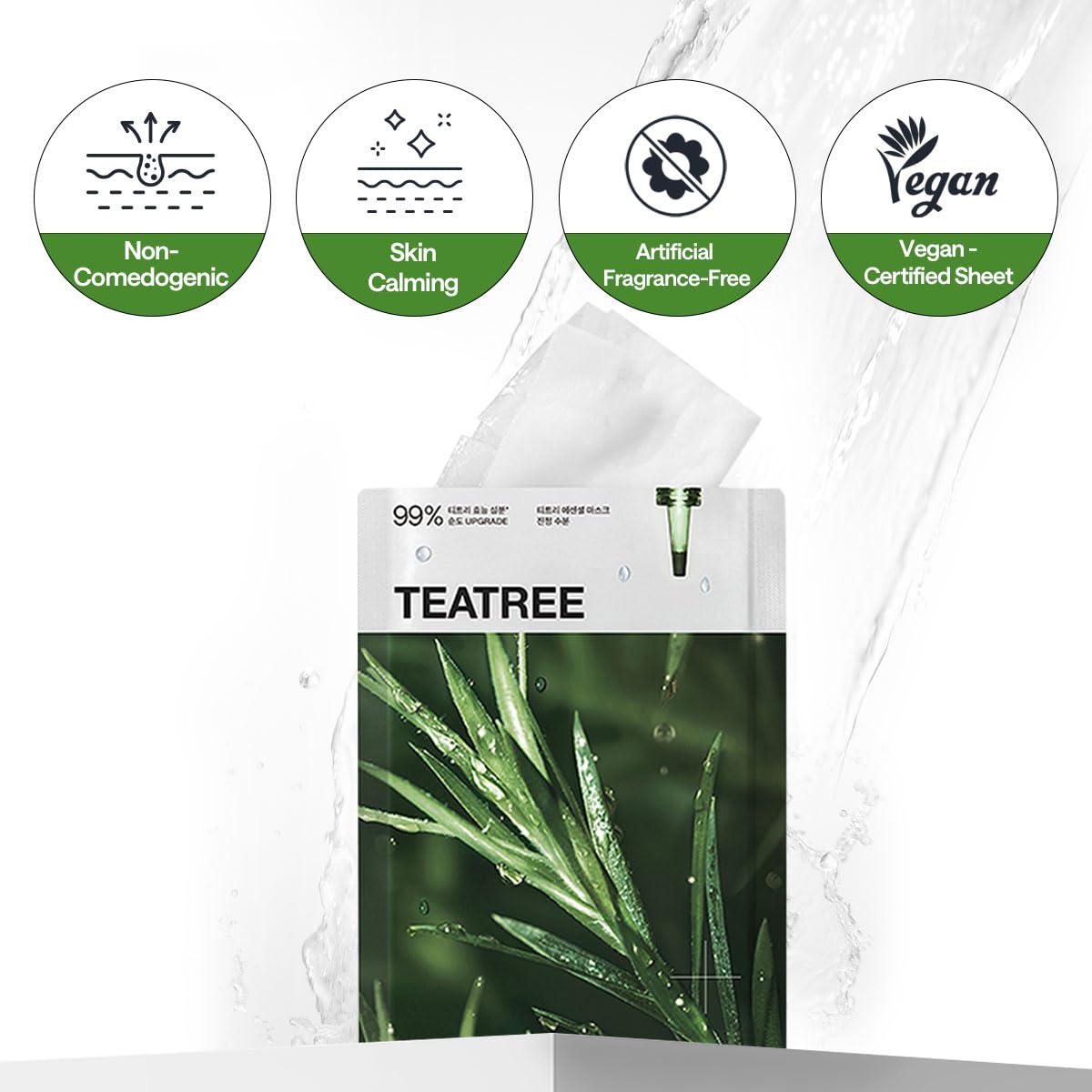 Mediheal Teatree Essential Sheet Mask Calming Moisture 10 pcs. 99% Pure Teatree & Teatree 7X for intensive soothing and hydratio