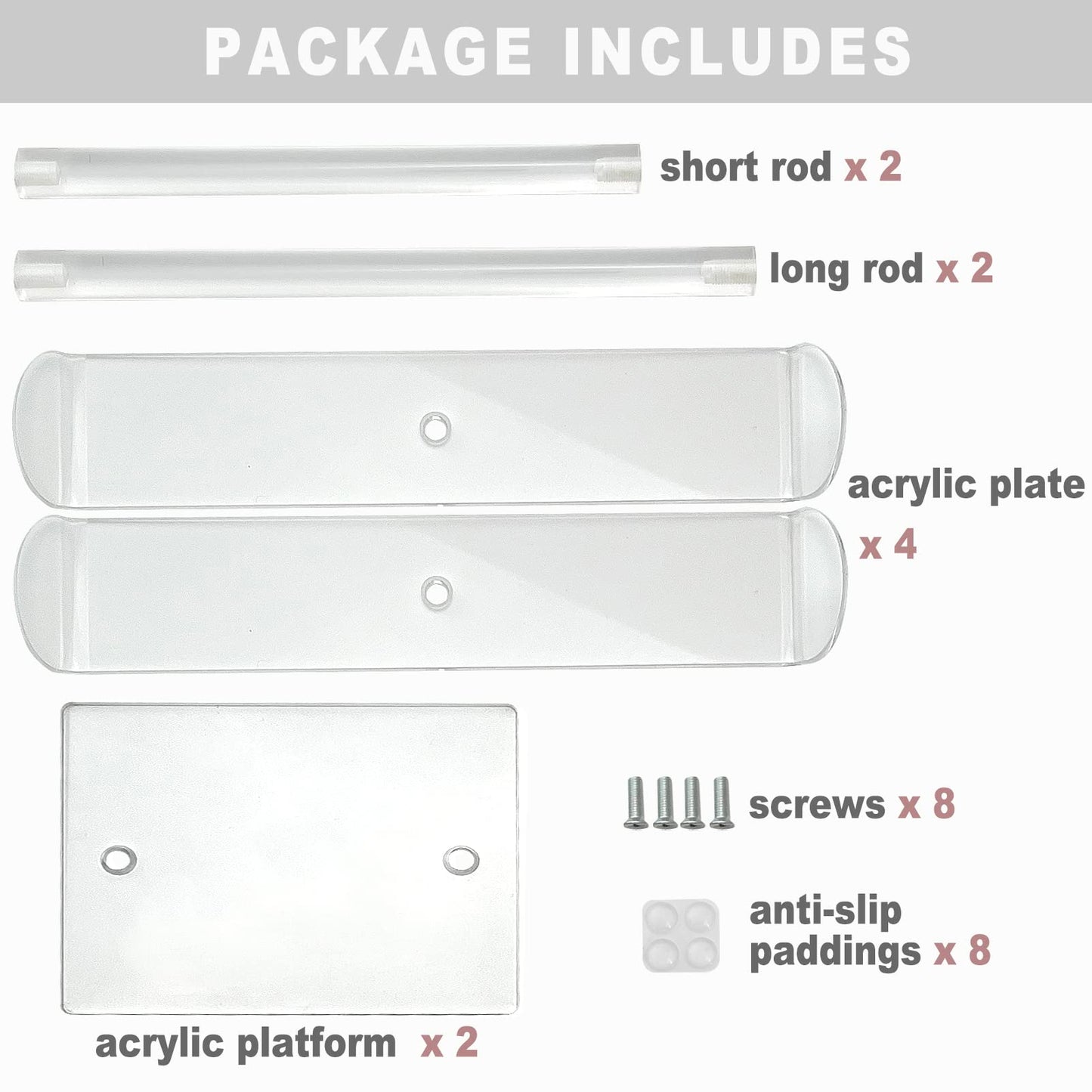 Bigfety Acrylic Headband Holder, 2 Pack Clear Headband Organizer Stand, Hair Accessories Storage (2-Tier & 2-Panel)