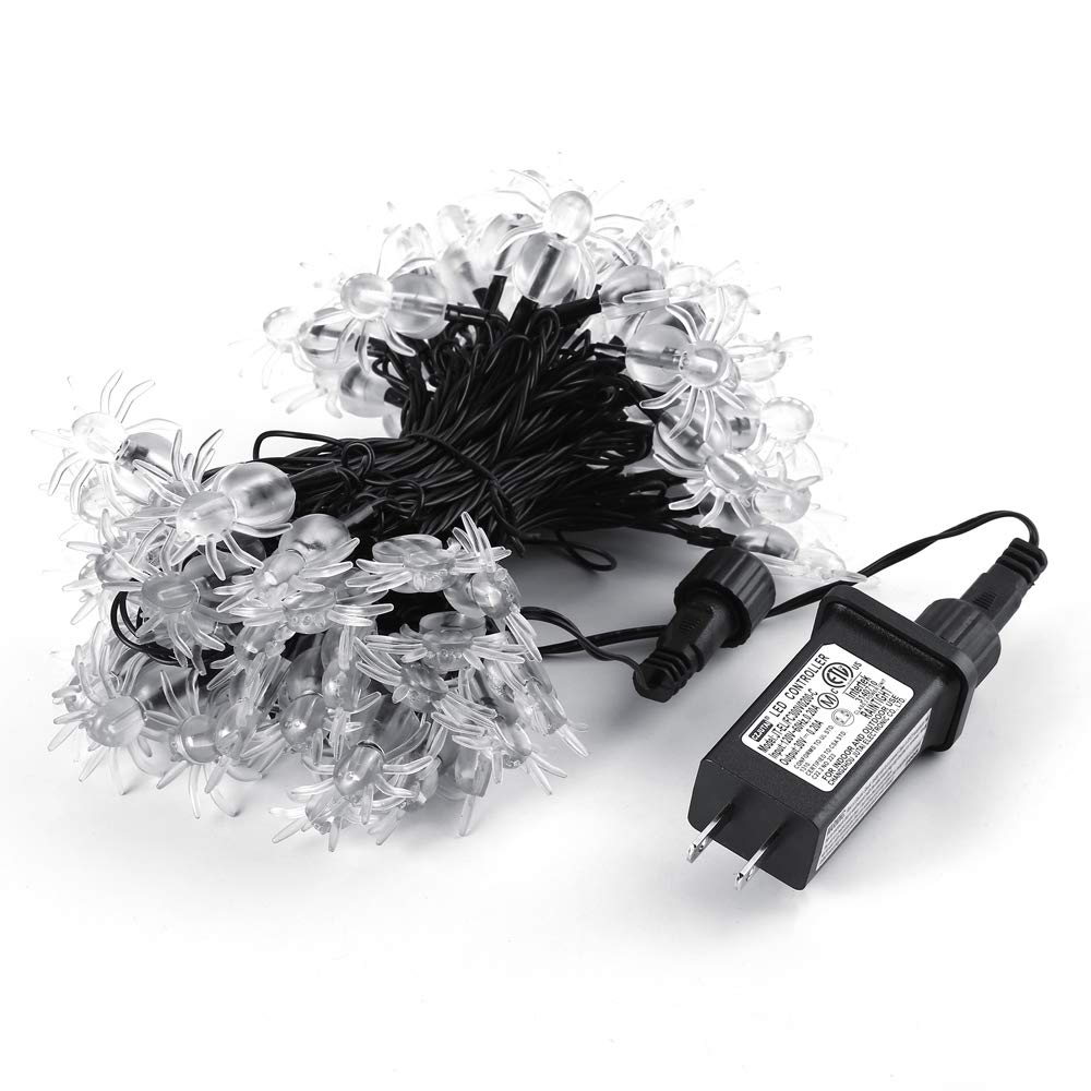 Recesky 70 Led Spider String Lights, 22.6Ft Waterproof Purple Decor, Model Lchled100L/2F For Halloween Indoor/Outdoor Use