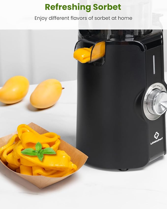 LINKChef Cold Press Juicer Machines for Vegetables and Fruits, 4.35" Wide Chute Masticating Juicer with Pulp Separator, Easy to Clean, BPA-Free, Compact Electric Slow Juice Extractor for Whole Fruit