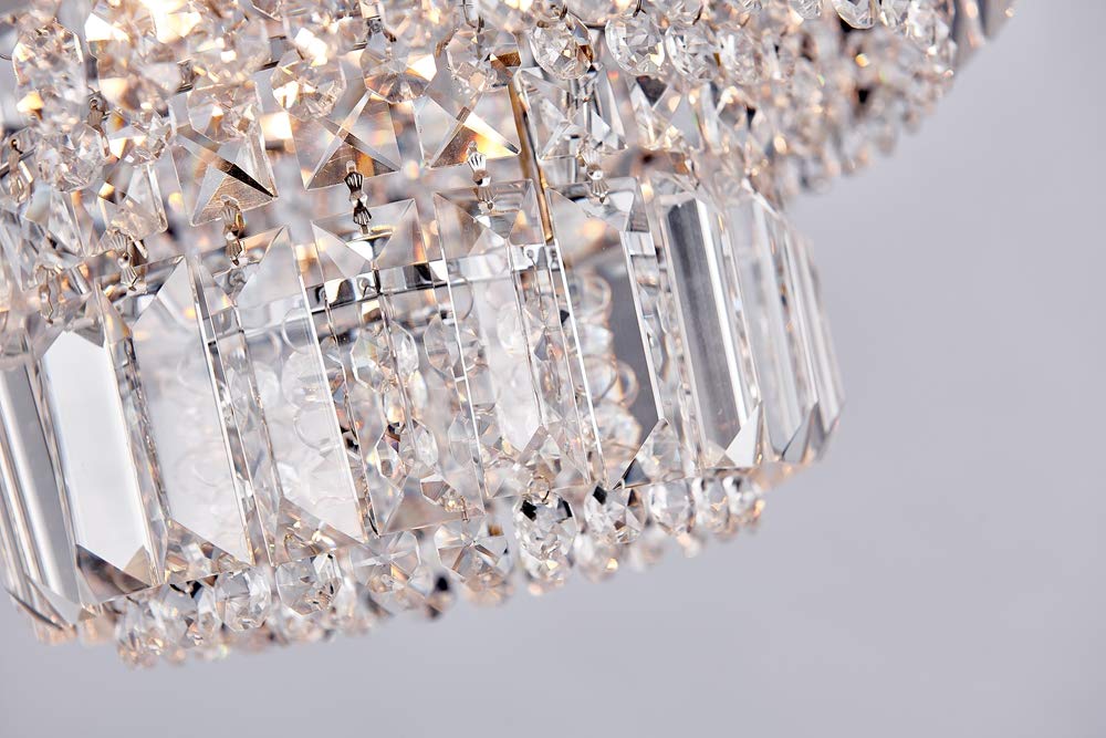 Bestier Modern Chrome Crystal Flush Mount Chandelier Light, Led, 13 X 9, 4 G9 Bulbs Required, Ideal For Dining Room, Bathroom, Living Room