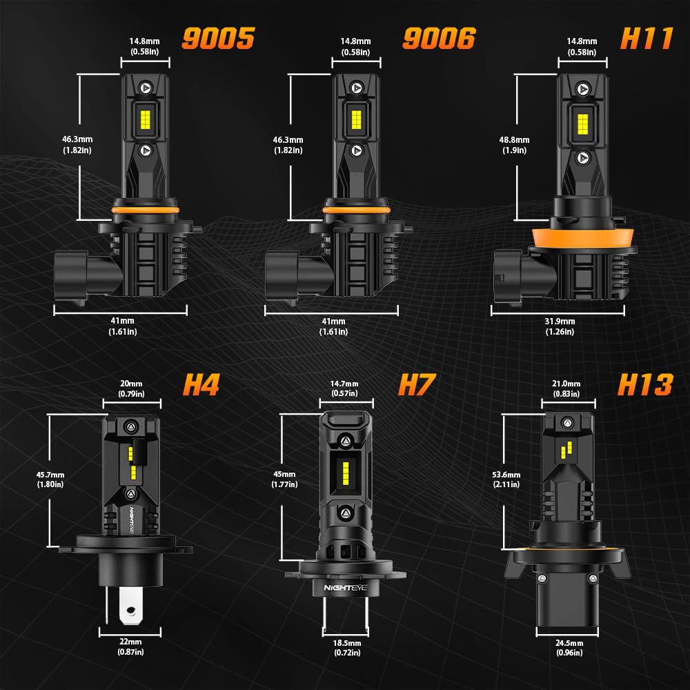 Nighteye ???????????????? Fog Light Bulbs - 700% Super Bright 48000Lm 6500K Bright White 60 000+ Hrs Lifespan Plug And Play 1:1 Size Smart Lighting Pack Of 4