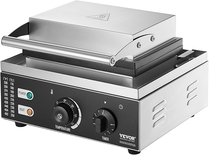 VEVOR Electric Donut Maker, 1550W Commercial Doughnut Machine with Non-stick Surface, 6 Holes Double-Sided Heating Waffle Machine Makes 6 Doughnuts, Temperature 122-572℉, for Restaurant and Home Use