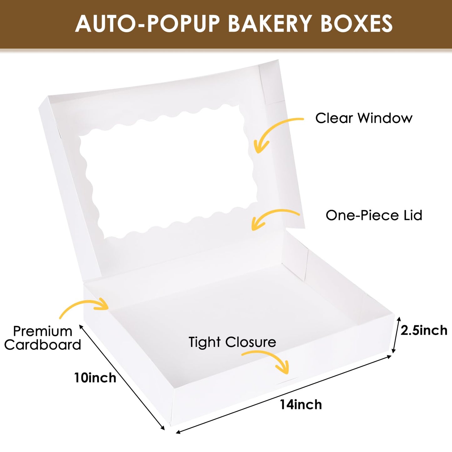 Moretoes 40pcs Valentine's Day Cookie Boxes, 14x10x2.5 Inch Auto-Popup Bakery Boxes with Window, for Donuts, Pies, Cakes, Muffins, and Pastries