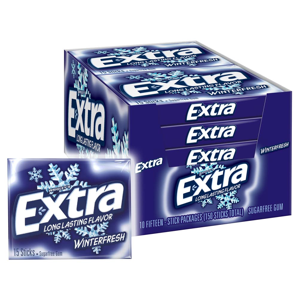 Extra Gum Winterfresh Sugarfree, Bulk, Individually Wrapped, Perfect for Fresh Breath at School, Work, and Travel 15 Count, Pack
