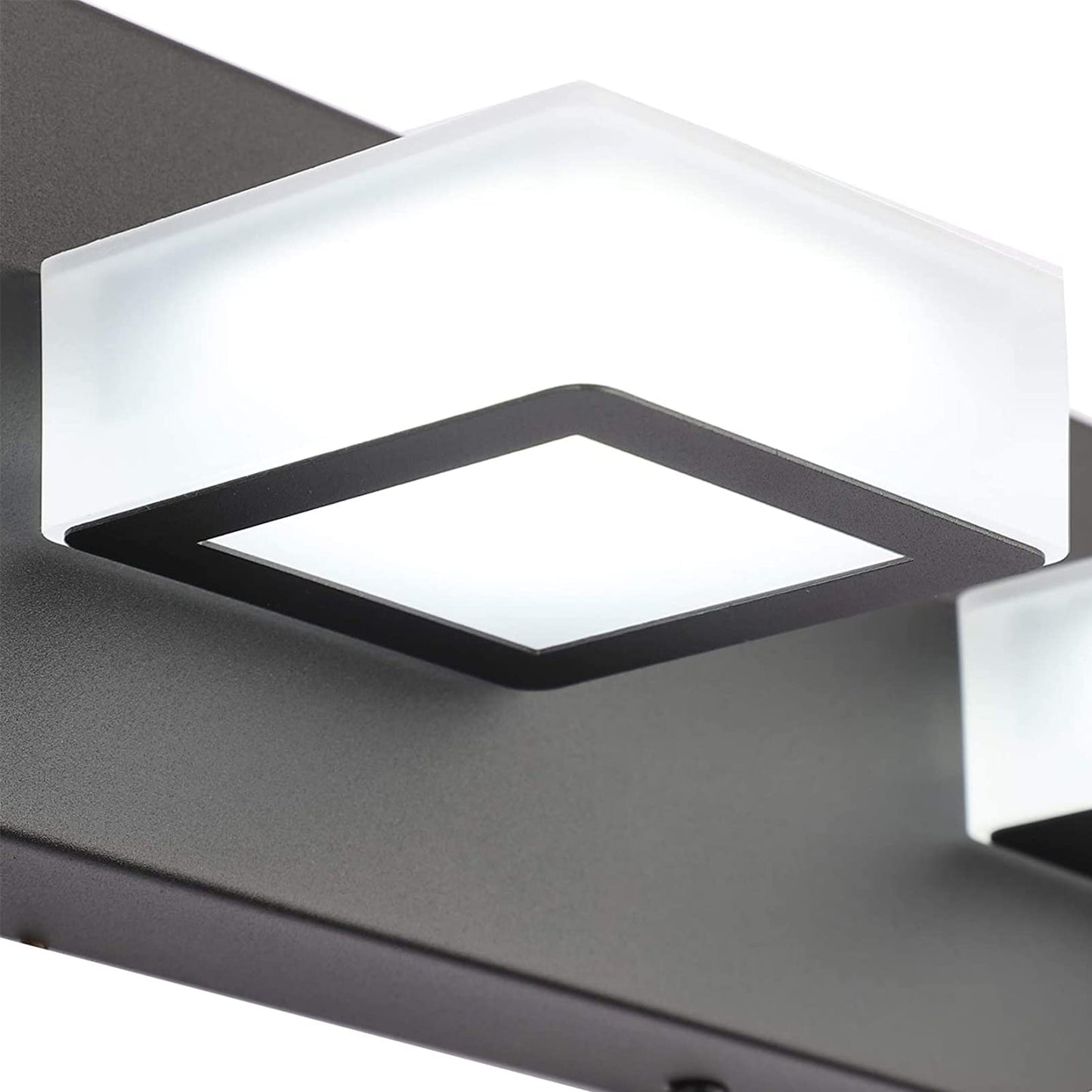 Ralbay 46 Led Vanity Lights, 7 Lights, Matte Black Metal, Natural White Light 4500K, Modern Bathroom Fixture