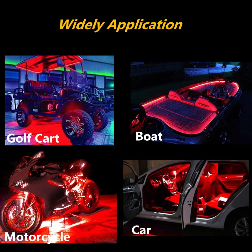 Vbakor Boat Led Strip Lights 4 Pcs 24 Marine Boat Interior Courtesy Deck Navigation Lights Super Bright Waterproof Marine Led Lights Strip For 12V Pontoon Fishing Boat Yacht Kayak Sailboat (Red)