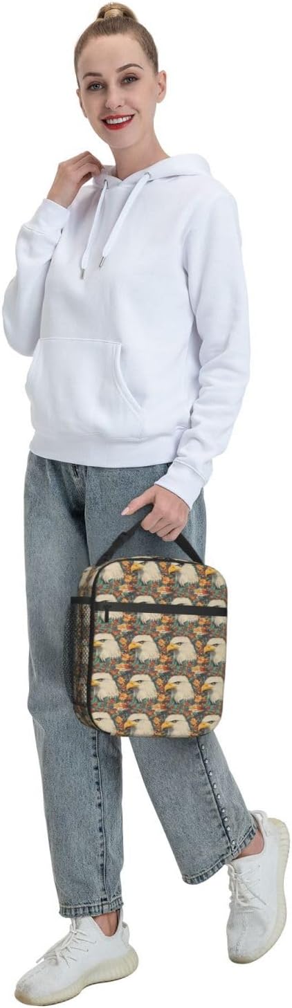 Eagle Lunch Box Insulated Lunch Bag for kids Girls Boys,Reusable Lunch Box Containers for Women Men,Durable Cooler Tote Bag Lunchbox for Office/School/Picnic