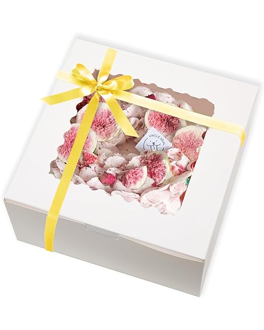 qiqee 10x10x5 Cake Box, 18 Sets White Cake Box with Window & 18 Sets 10" White Cake Round Boards, 10inch Cake Containers, 10 Meters Gold Silk Ribbon