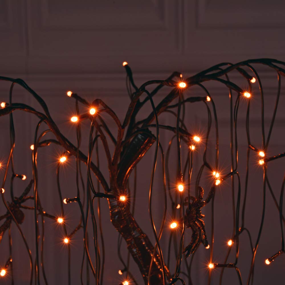 Lightshare 24-Inch Halloween Willow Tree Led Spooky Bonsai Night Light 80 Led Lights Battery Powered Or Dc Adapter(Included) (Orange)