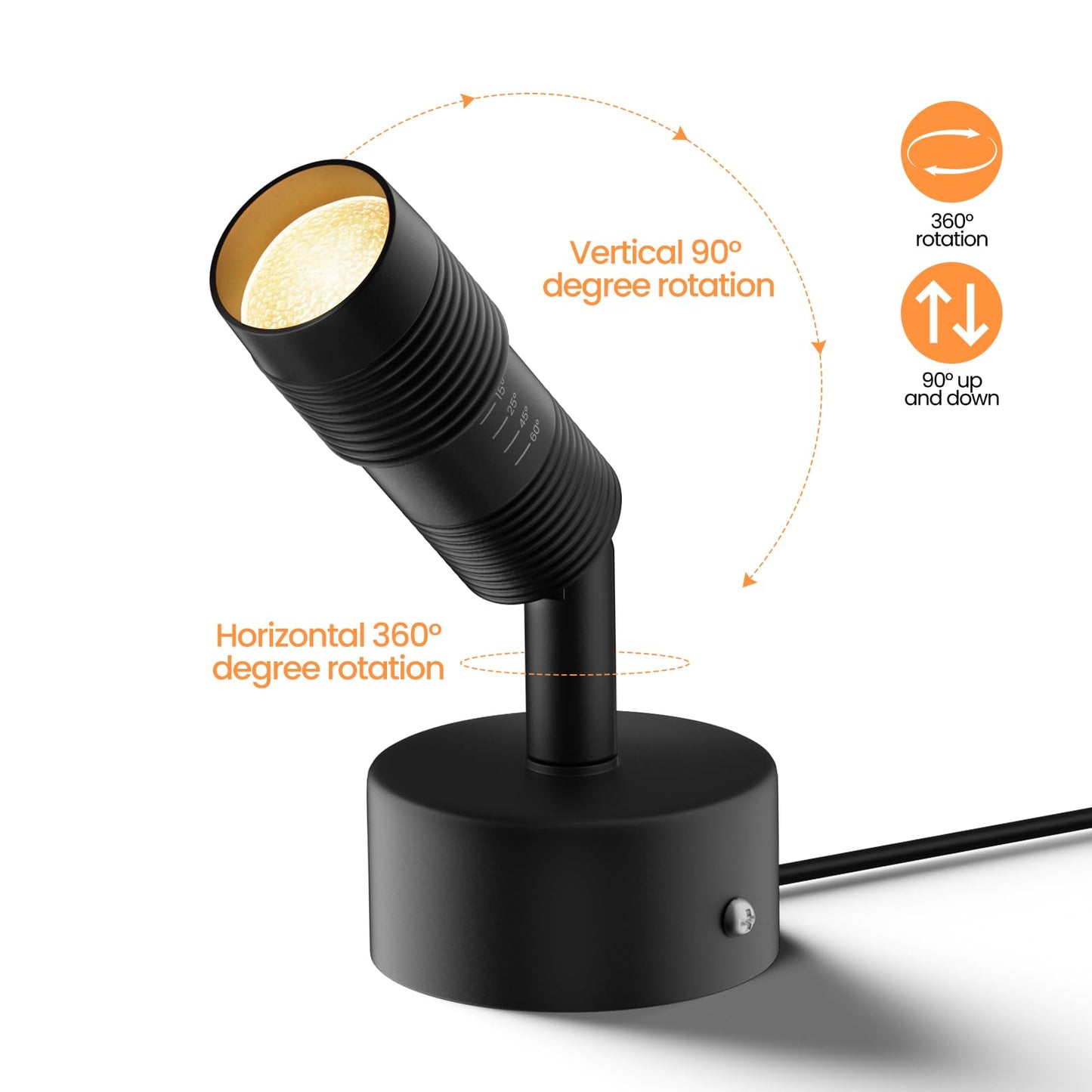 Tuyubee Muti-Color Zoomable Led Spot Lights Indoor Uplighting With Remote & Timer 5W Up Lights Indoor Dimmable Plant Spotlight Uplights Accent Lighting Floor Spotlight Lamp 2 Pack Black