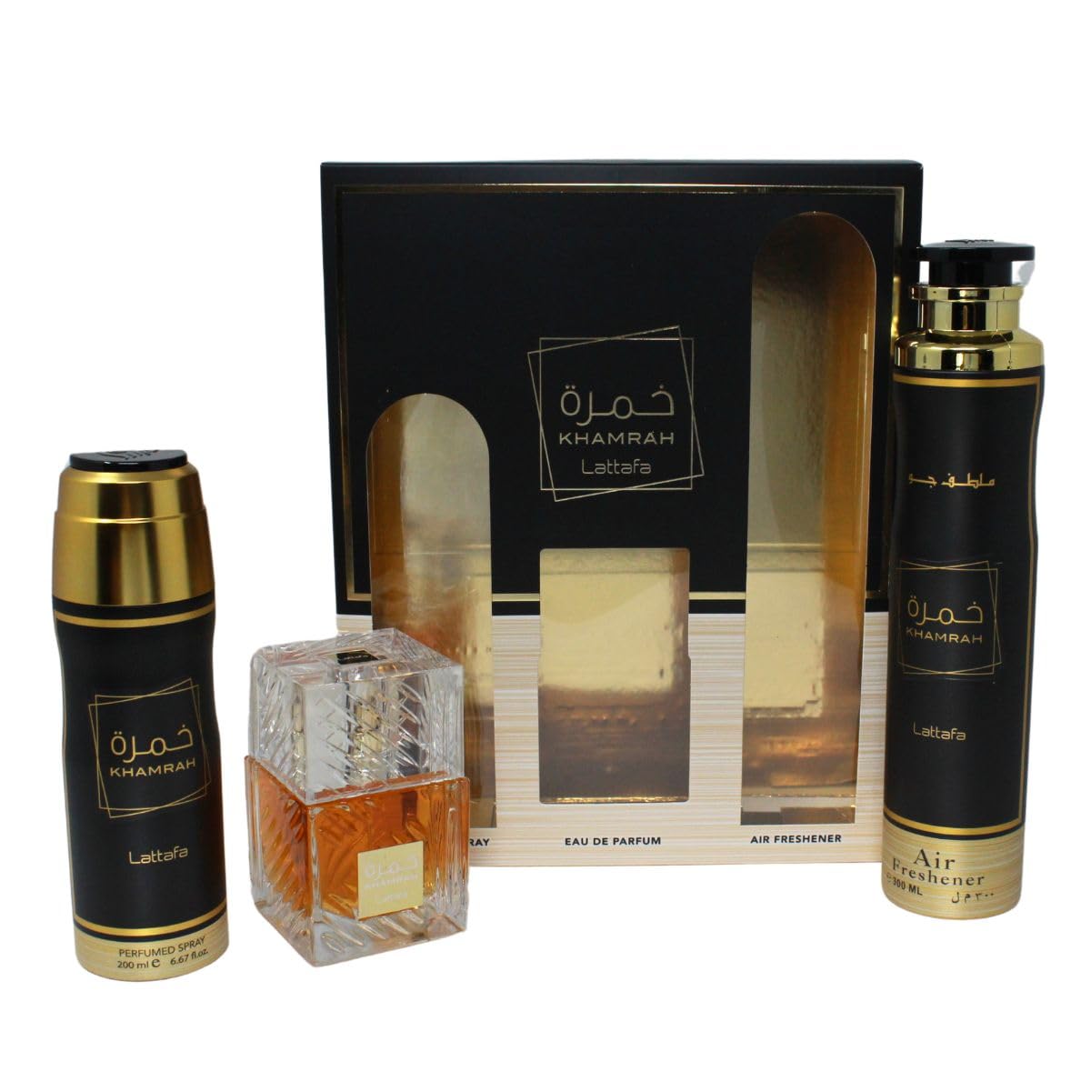 Lattafa Khamrah 3.4 Edp U+ 10.1 Air Freshner+ 6.7 Body Spray (128607)