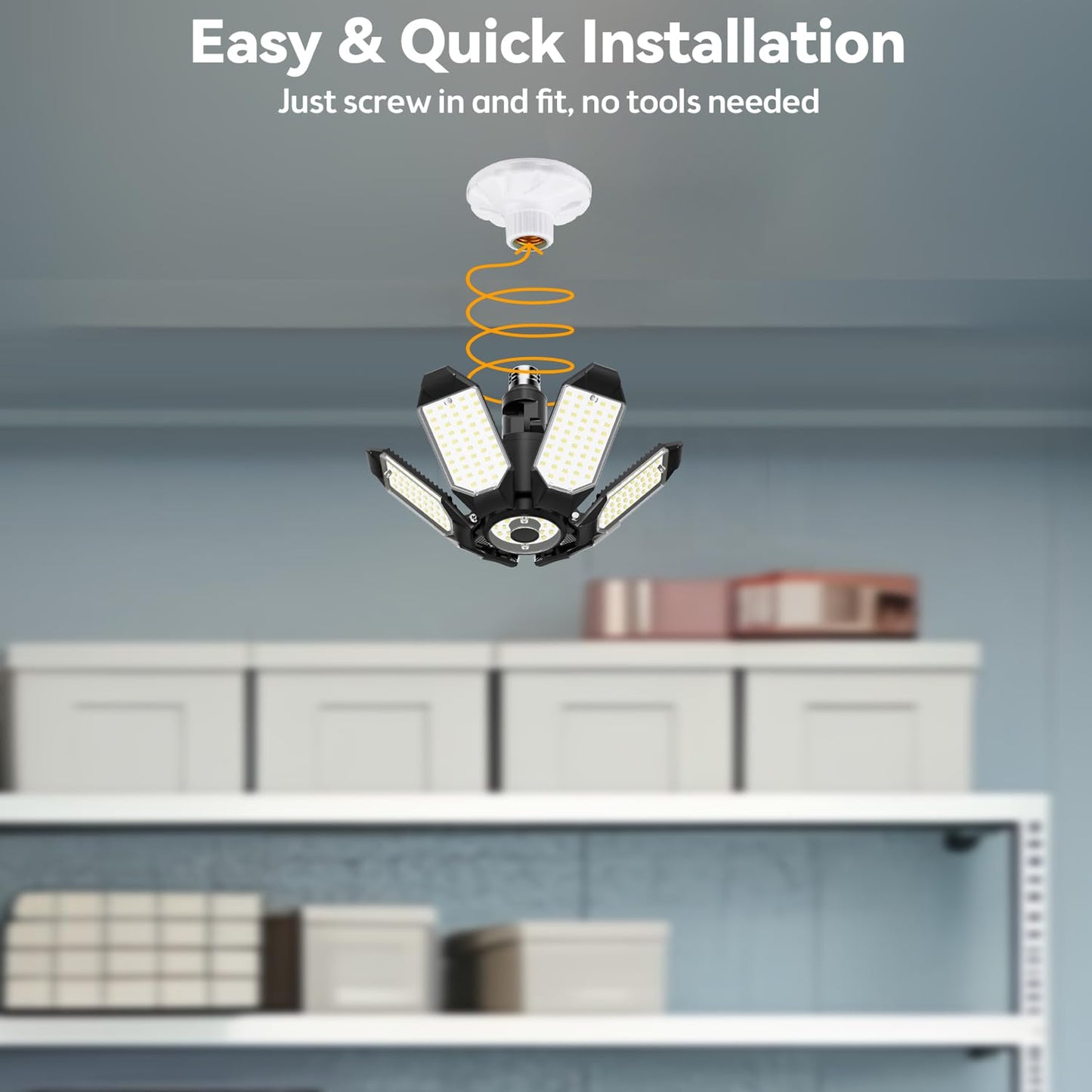 Led Garage Light Super Bright 15000Lm Led Shop Lights 6500K Garage Lighting 360?& 180?Djustable Basement Lights With 6 Deformable Panels Screw In E26/E27 Socket For Workshop Storage Barn Attic