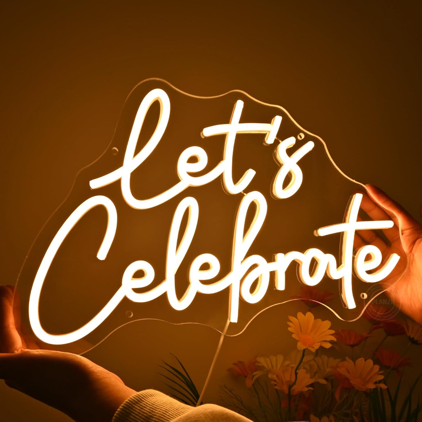 Planzo LetS Celebrate Led Neon Sign Light Wedding Gratuation Birthday Party Wall Sign Decor Backdropbedroom Bar Thanksgiving Christmas Banner Usb 15.75 X 10.16