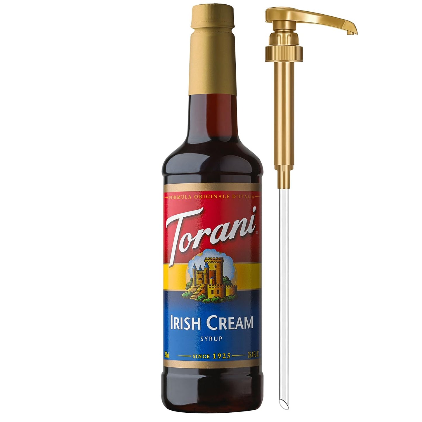Torani Coffee Syrup Irish Cream Flavored Syrup for Drinks Pump Included 25.4 Fl Oz