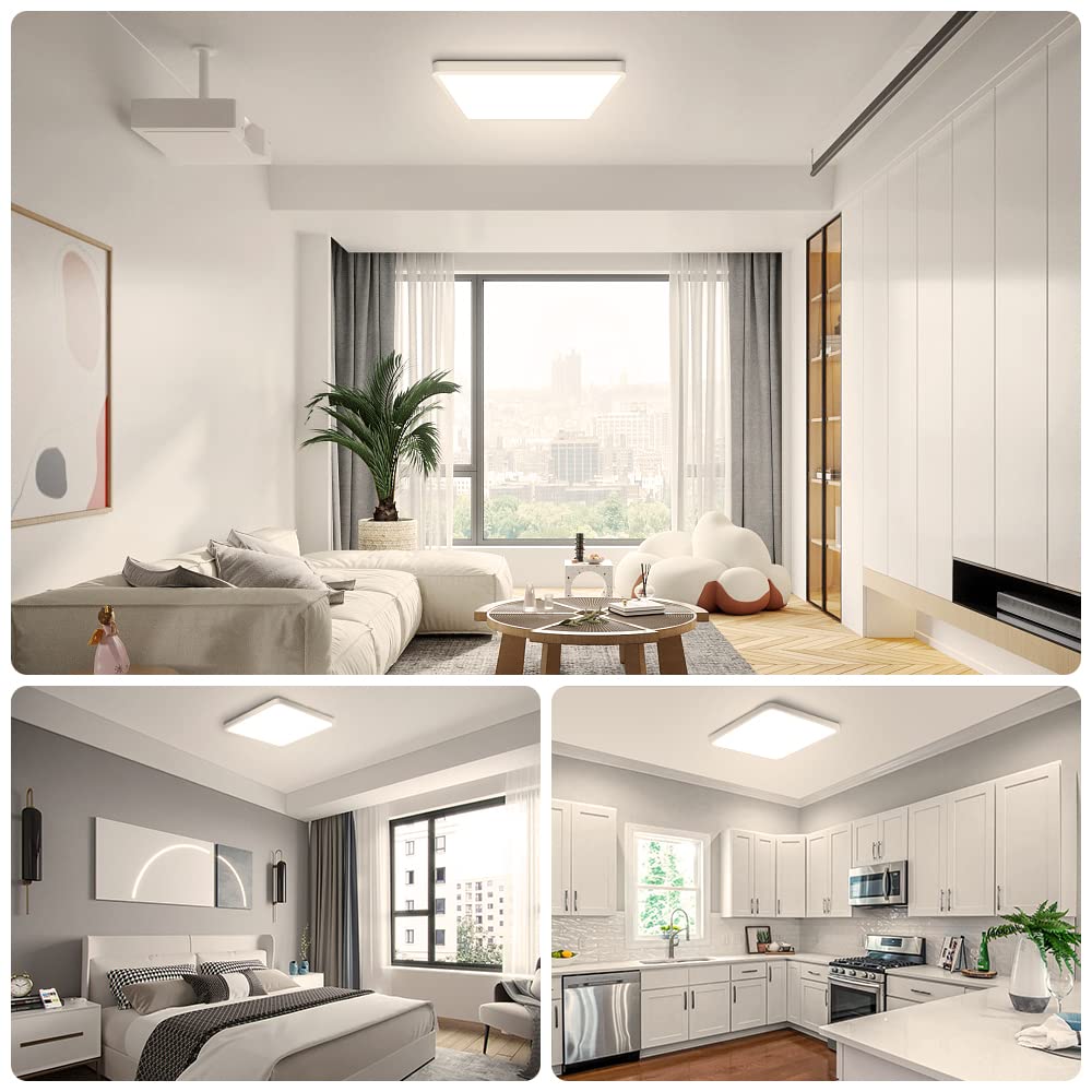 12Inch 24W Square Led Ceiling Light Fixtures Flush Mount 4000K Natural White Led Ceiling Lamp Surface Mount Modern Ceiling Lights Slim Flat Panel Lighting For Bedroom Kitchen Bathroom Etc.
