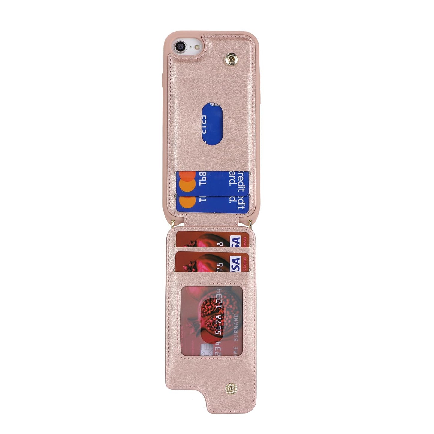 Lipvina For Iphone 7/8/Se 2020/Se 2022 Case With Card Holder And Strap For Women,Crossbody Lanyard,Kickstand Ring Stand,Snap Cla