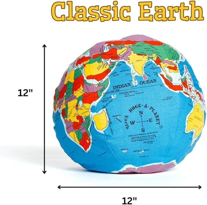 Hugg-A-Planet Pocket Earth with Moon Soft Plush Globe for Children | Montessori Educational Toy for Kids, Teens, Adults, Teachers, and Parents | Planet Earth and Moon Learning Toy