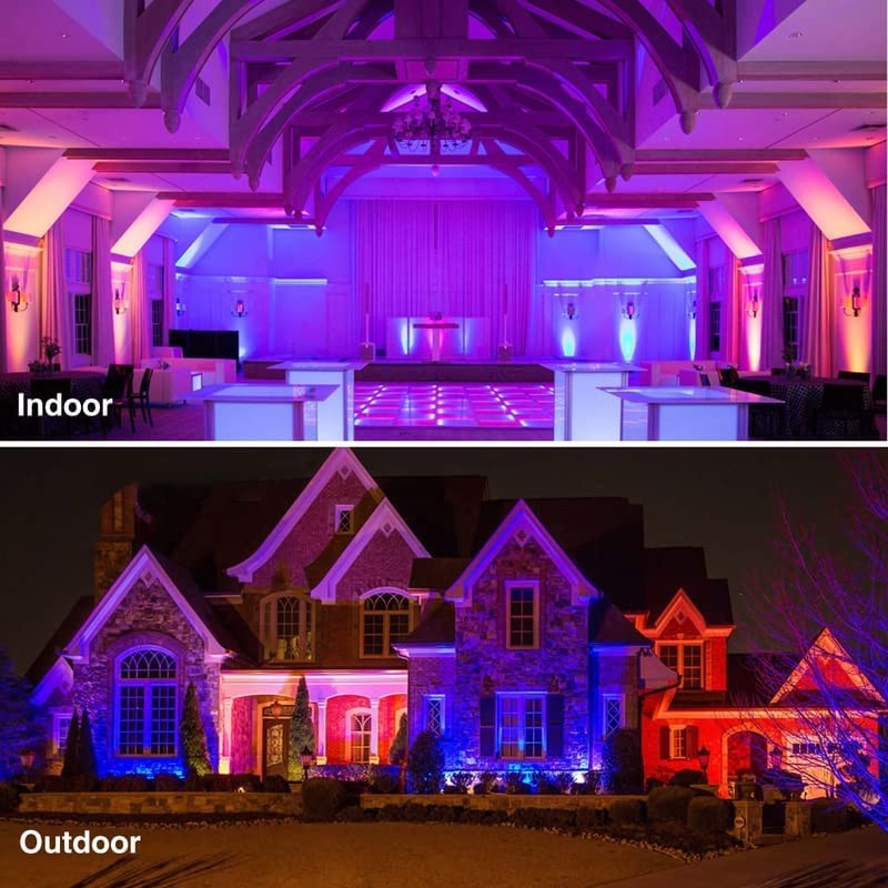 Indmird RGB Flood Lights, 300W Equivalent, App & Remote Control, IP66 Waterproof, 30W 2 Pack, Gray, Model CHX-FL-A-30W