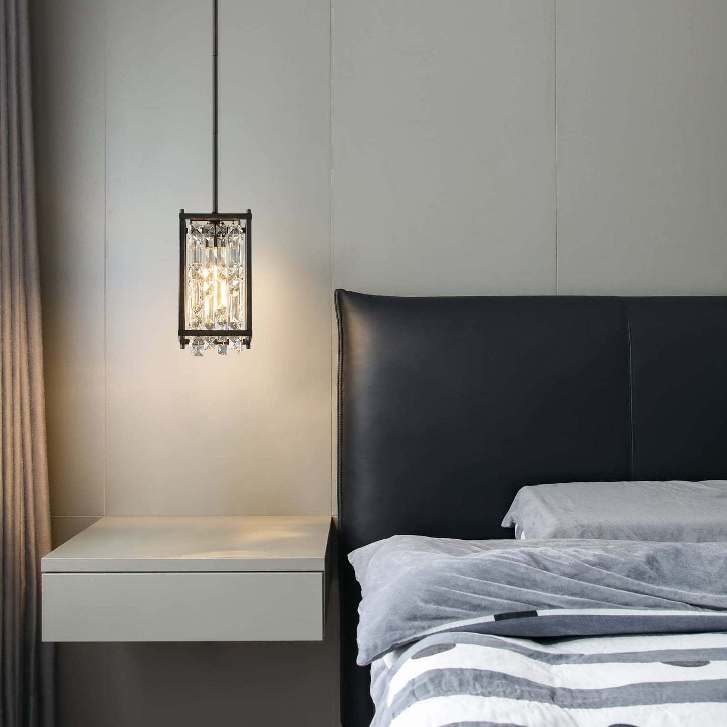 Lmqnine Kitchen Island Chandelier - Black Metal Pendant Light, Square 1-Light, Industrial Farmhouse Design For Dining Room And Hallway