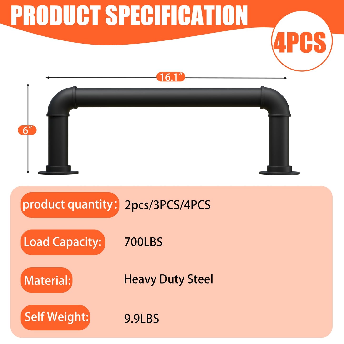 4-Step Wall Mounted Ladder, Heavy Duty 700lbs Capacity Steel Pipe Fire Escape Ladder for Egress Window & Basement, Black Industrial Blanket Hanging