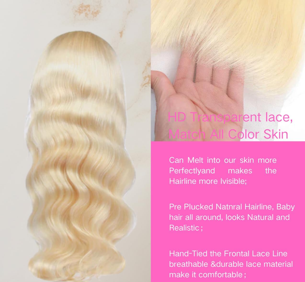32inch 613 Blonde Body Wave Lace Front Wigs Human Hair Pre Plucked Blonde 13x4 Body Wavy Transparent Lace Frontal Wig Human Hair