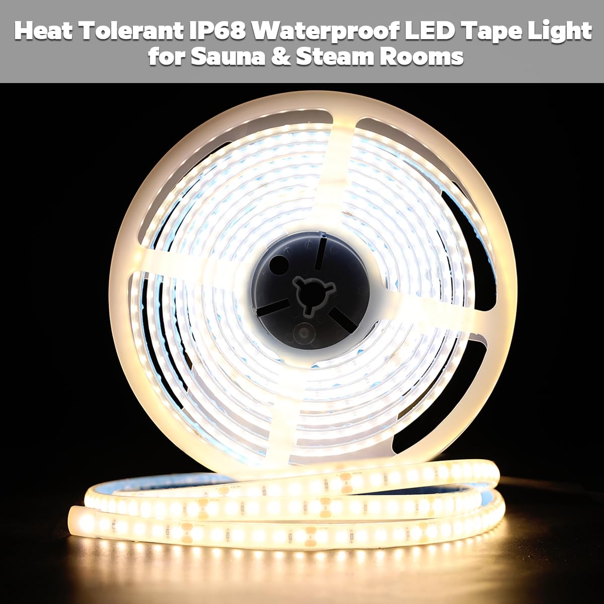Superlightingled Dc24V 3000K White Led Strip For Sauna Lighting Flexible Long 5M 16.4Ft 120 Leds/M High-Temperature Resistant Ip68 Waterproof Led Strip Light For Steam Room (3000K Warm White)