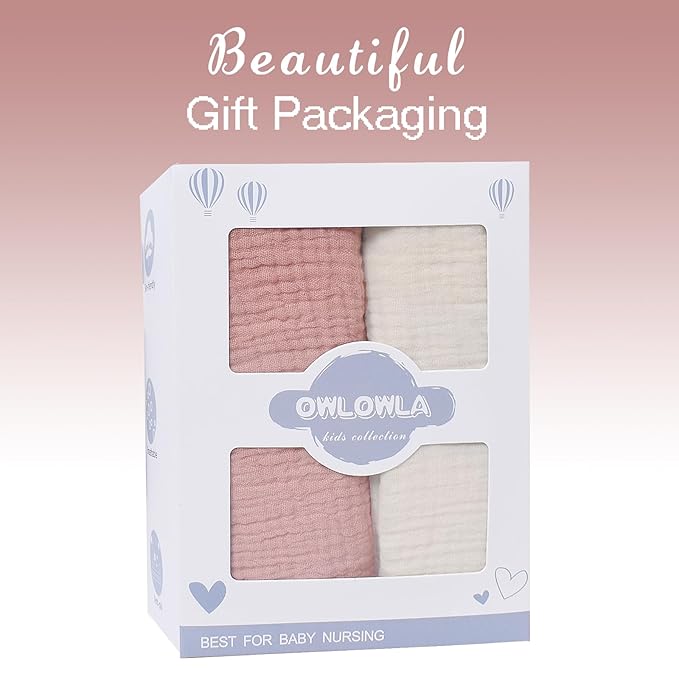 Owlowla Muslin Changing Pad Cover 2PACK,Soft Muslin Cotton Diaper Changing Pad Covers Changing Table Cover for Baby Boy Girl(Cream&Blush)