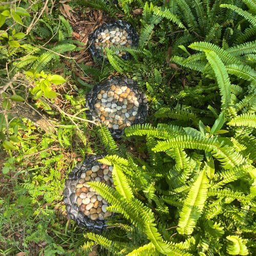 Garden Path Stepping Stone- 12 Inch Round Therapeutic Massage Stones, 3pcs Outdoor Decorative Stone Mats for Yard Pathway,...