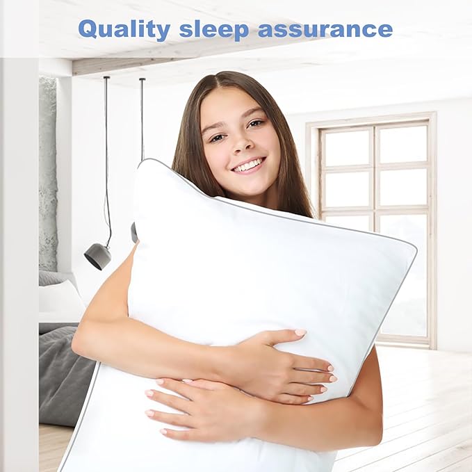 Bed Pillows for Sleeping Queen&King Size Set of 2 Pack Cooling Pillow Set of 2 for Side Back and Stomach Sleepers Down Alternative Filling Luxury Soft and Skin-Friendly