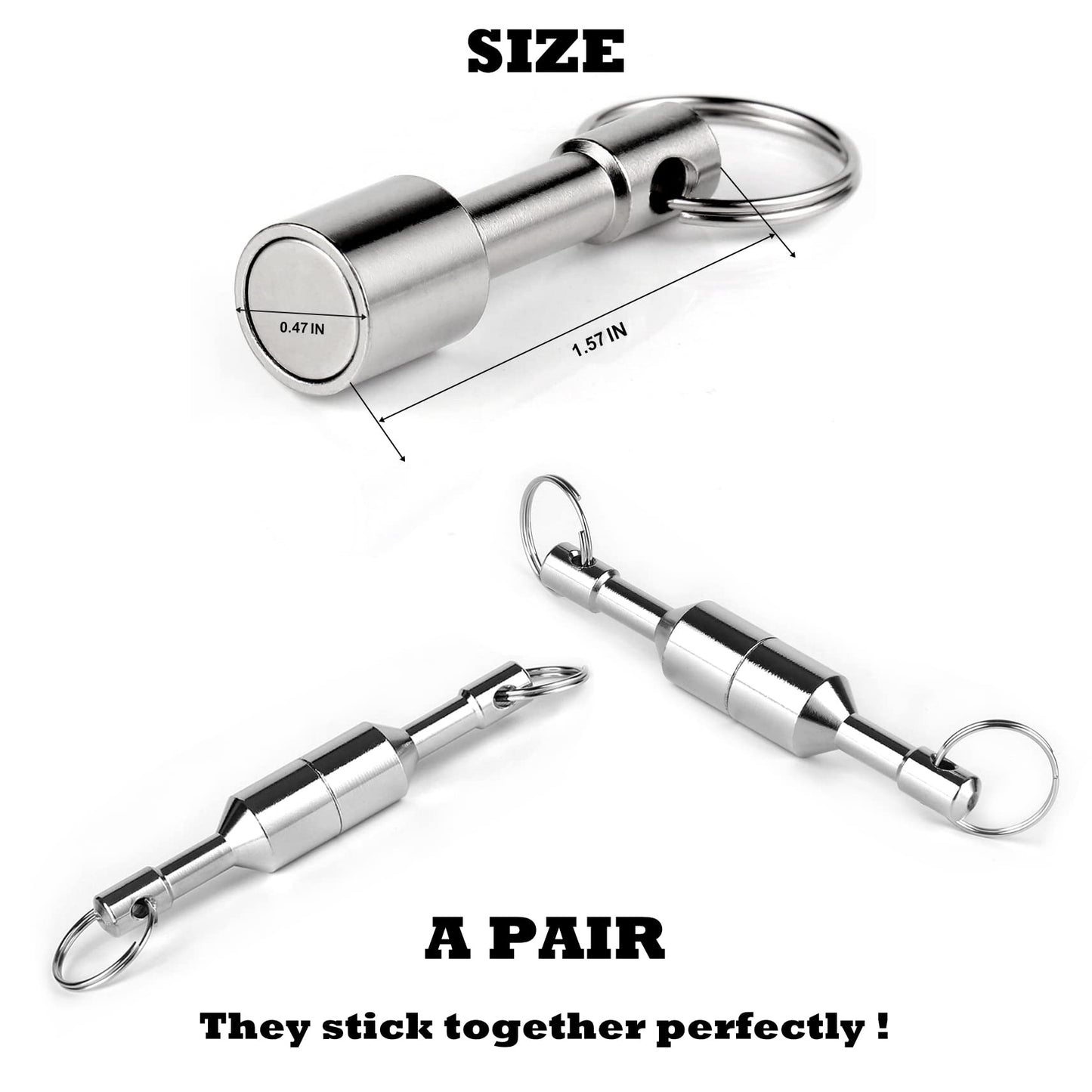 Keychain Magnet for Testing Brass,Keychain Pocket Magnets for Purse with Strong Magnetic Rare Earth Neodymium,Gold,Silver, Jewelry,Ferrous Metals Test Magnet and Hanging Keys Holder D12mm