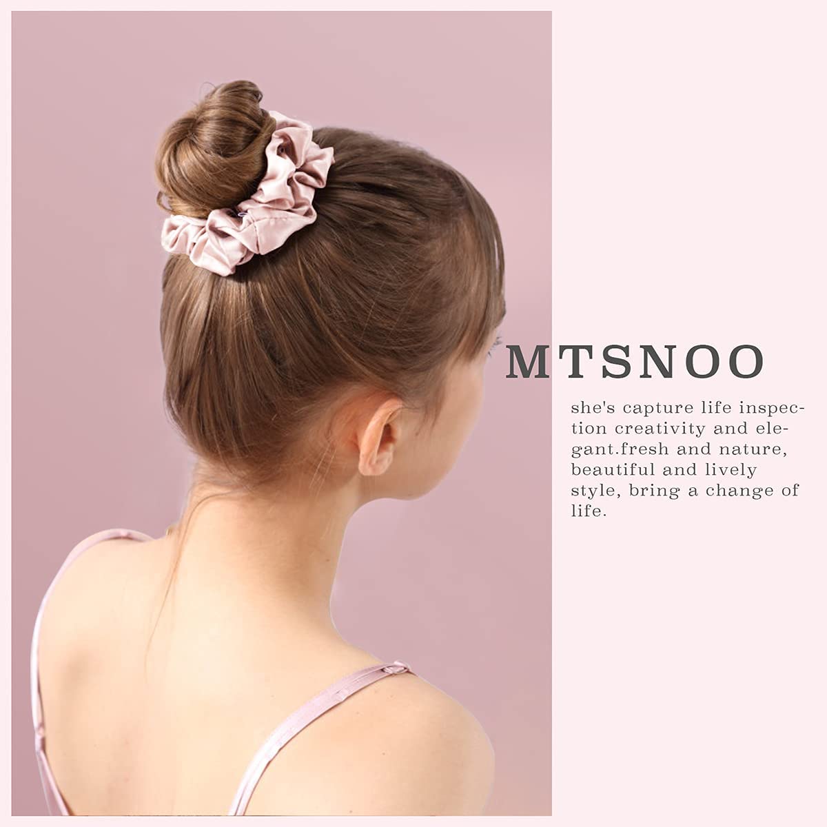 MTSNOO 100% Pure 22 Momme Mulberry Silk Scrunchies Set - Mini Scrunchies with Elastic Band for Curly Hair, Hair Ties Ropes for W