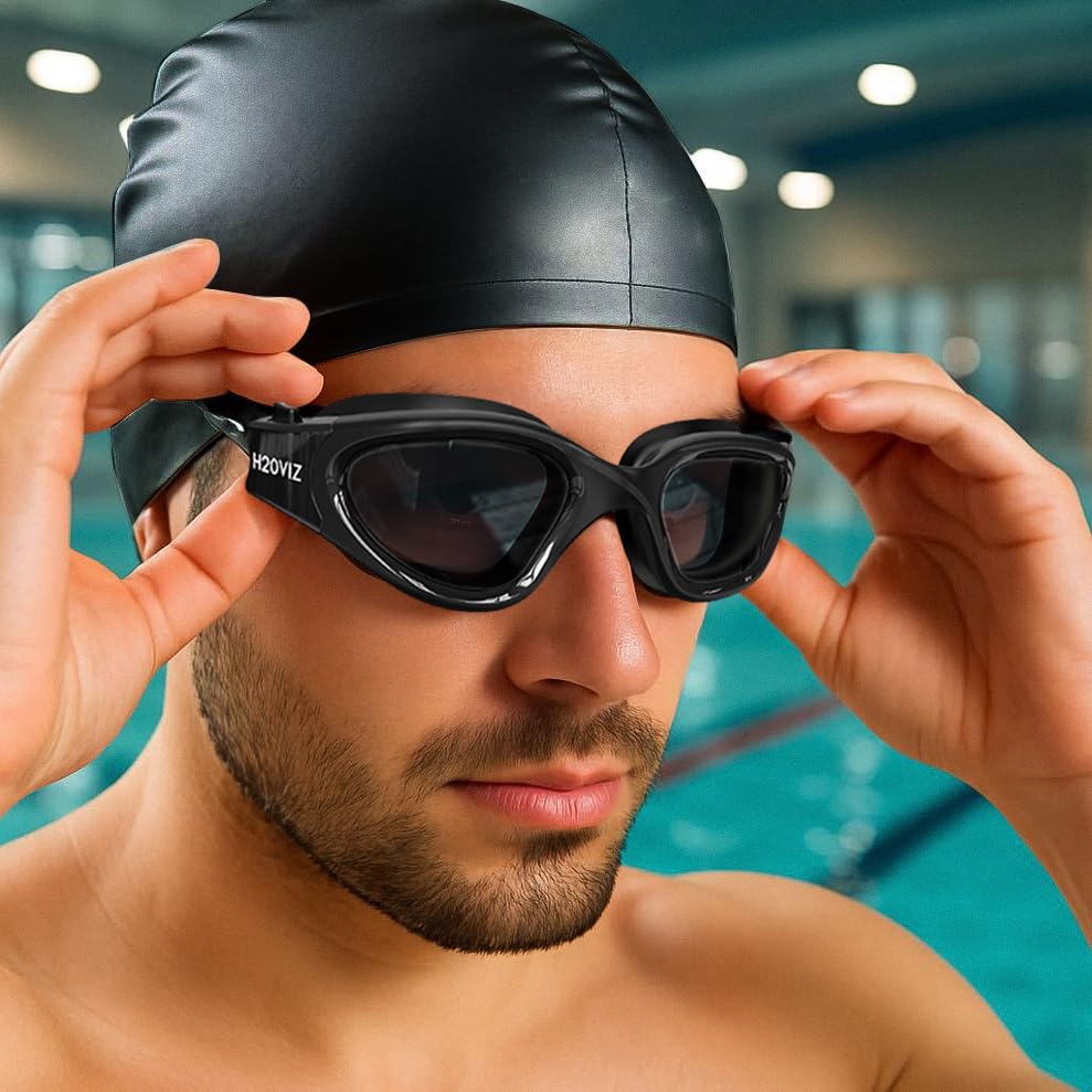 H20VIZ Swimming Goggles | Polarised, Anti-Fog, UV400 Protection, Anti-Leak, Includes Pro Swim Ear Plugs | Men Women Teens