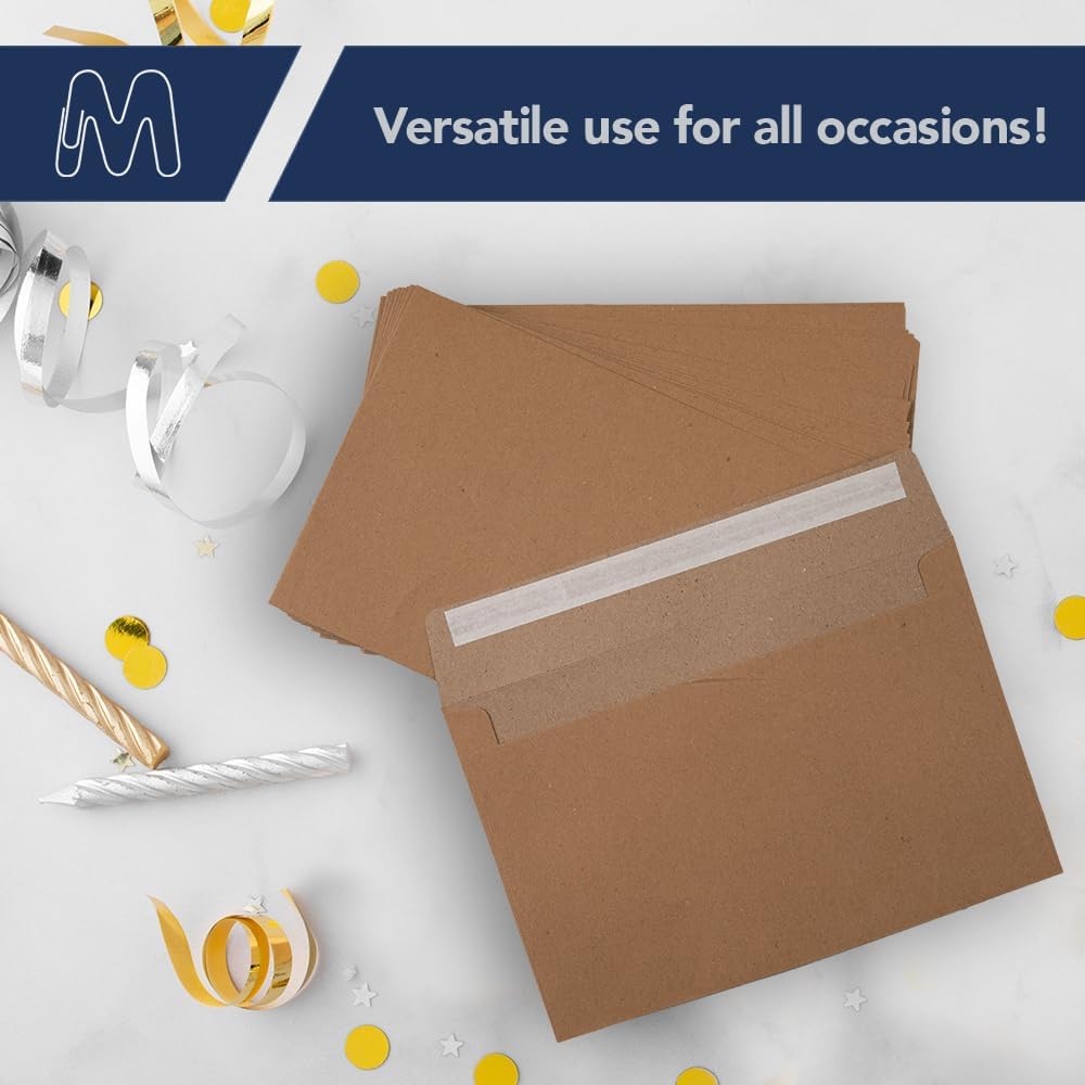 MOS A4 Kraft Envelopes 4.25 x 6.25 Inch 500 Pack — Brown Self-Seal Heavyweight Invitation Envelopes for Greeting Cards, Card Making, RSVP, Wedding Invitations, Business Mailings