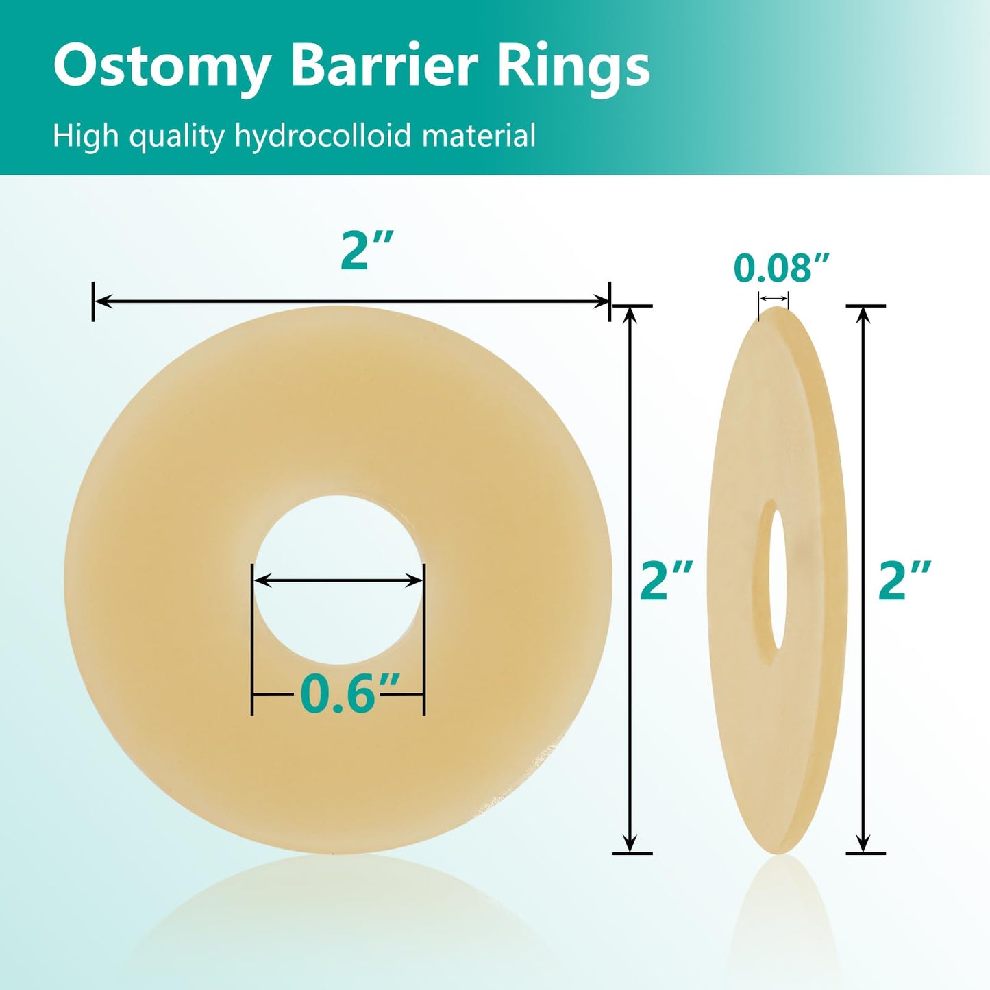 Ostomy Barrier Rings - Outer Diameter 2" (50mm) 2mm Thickness,Moldable Ostomy Rings,Hydrocolloid Skin Extender Rings for Colostomy Bags,10 Count
